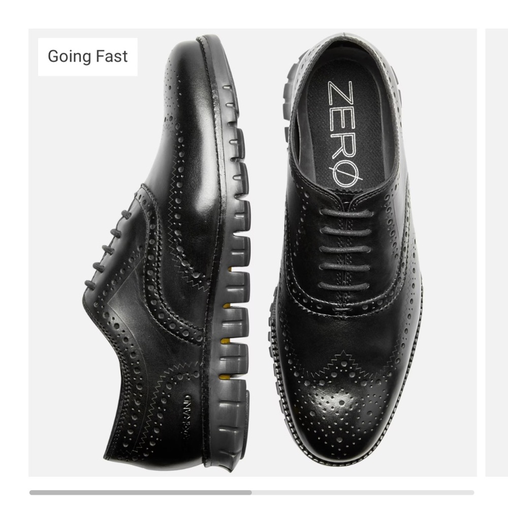Cole Haan Zerogrand black wing tip Men’s 9.5 lightweight shoe